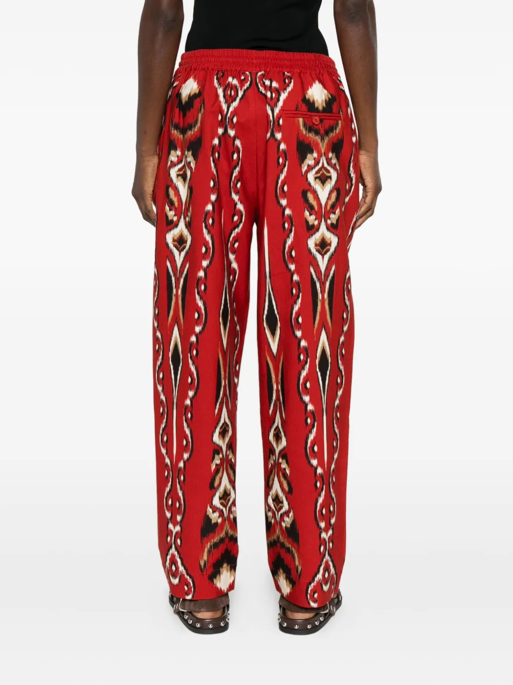 Farm Rio Drawstring-waist Patterned Trousers In Red