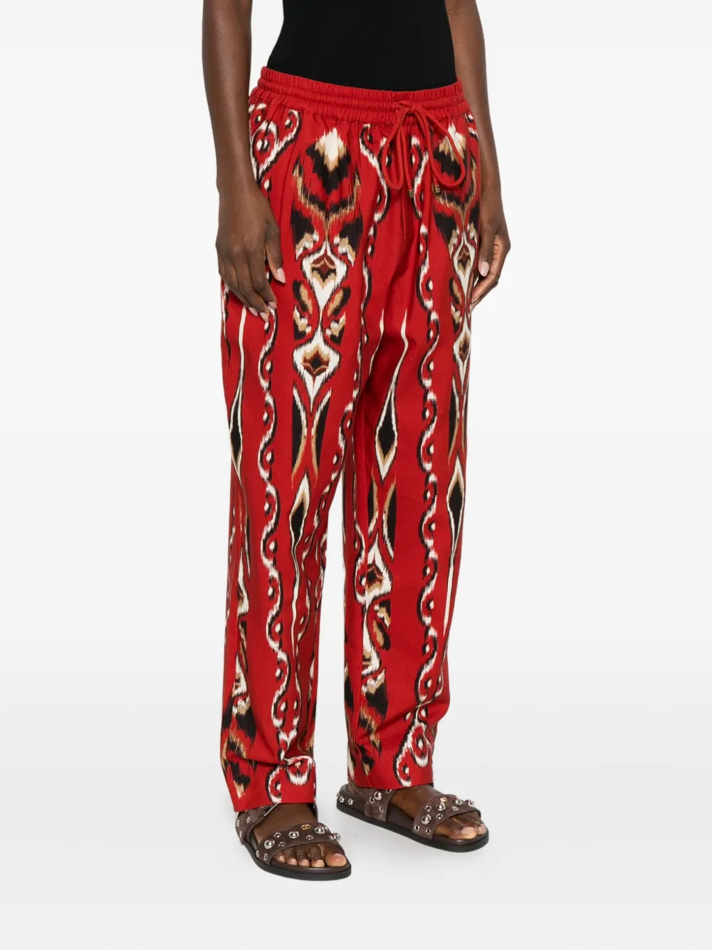 Farm Rio Drawstring-waist Patterned Trousers In Red