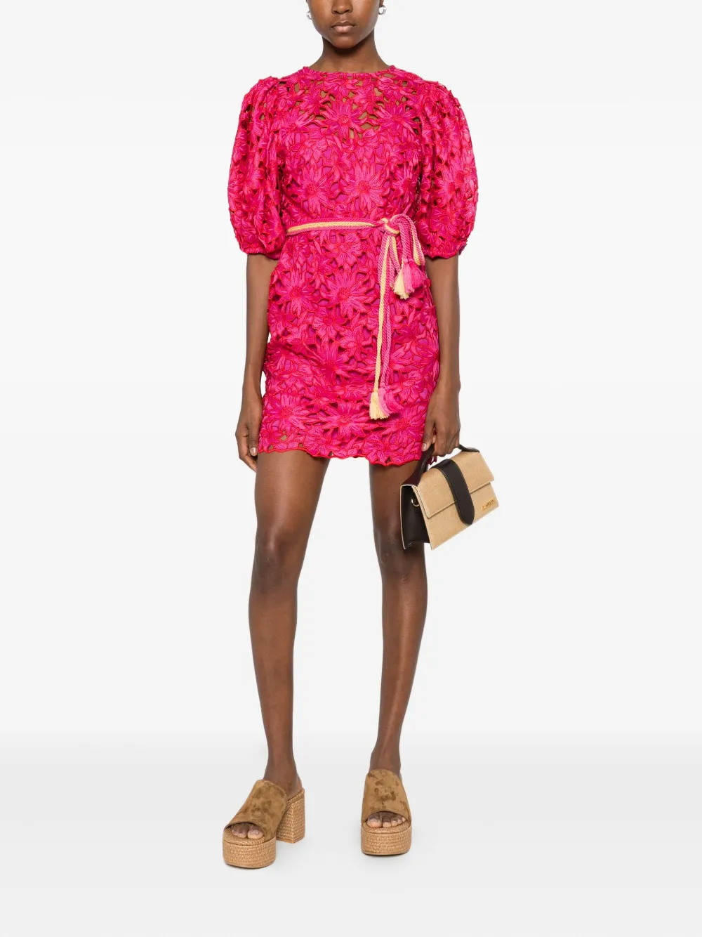 FARM Rio Midi-jurk met ceintuur - Roze