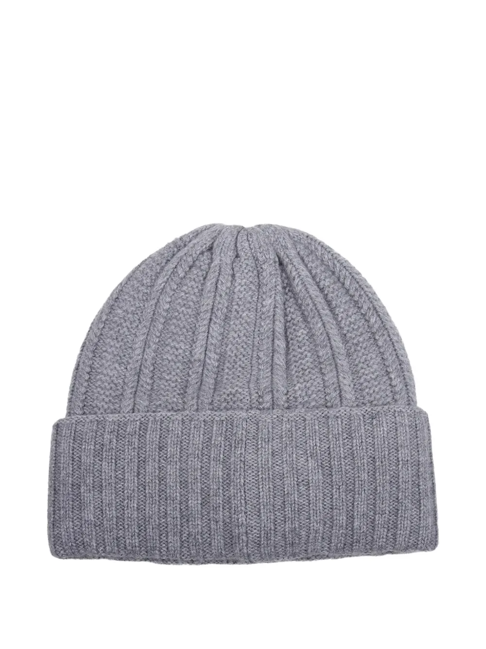 Max Mara Ribbed Logo-patch Beanie Hat In Gray