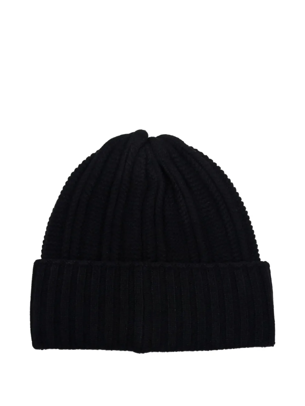 Max Mara ribbed logo-patch beanie hat - Zwart