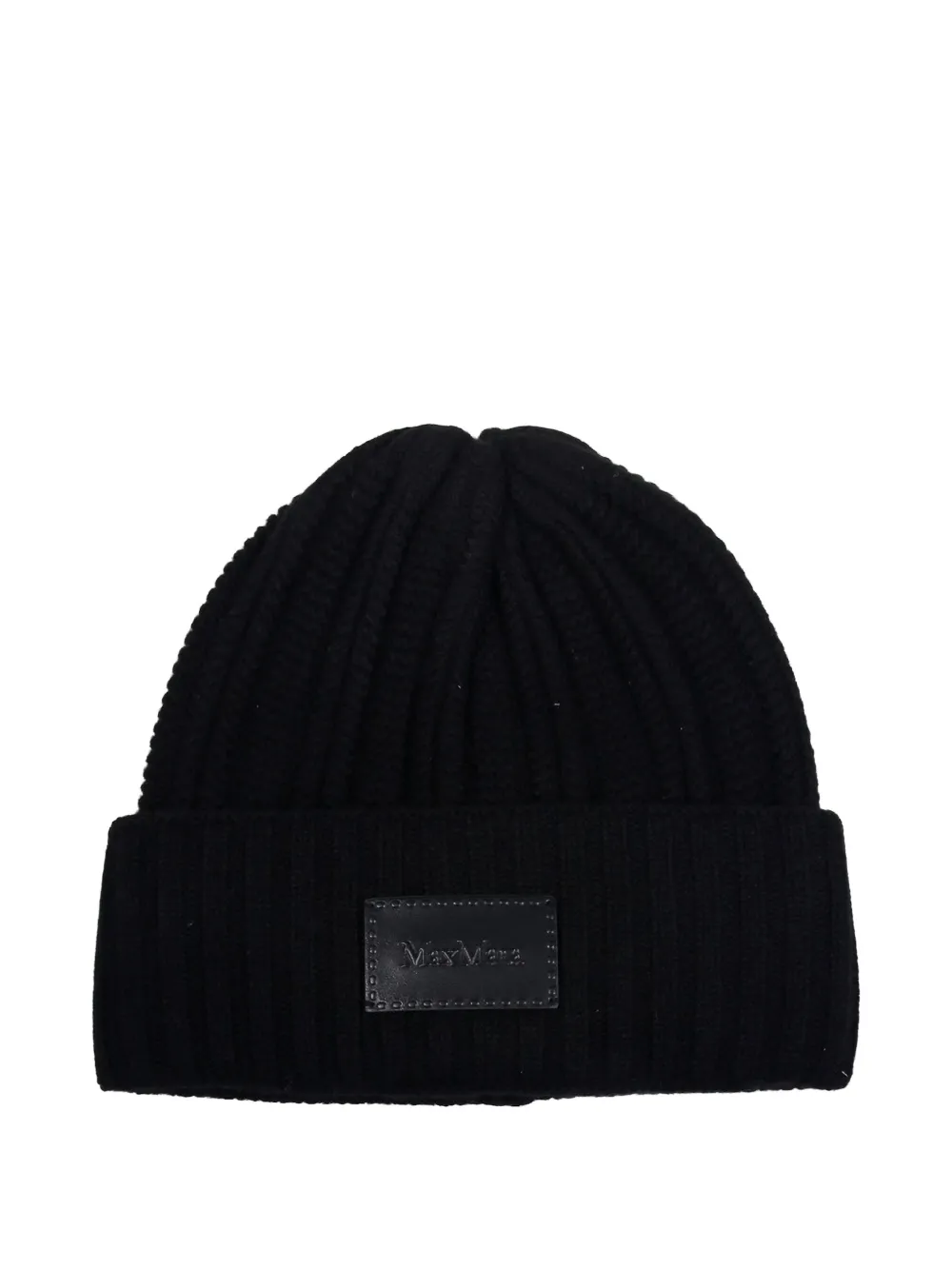 Max Mara ribbed logo-patch beanie hat - ブラック Max Mara ribbed logo-patch beanie hat - ブラック