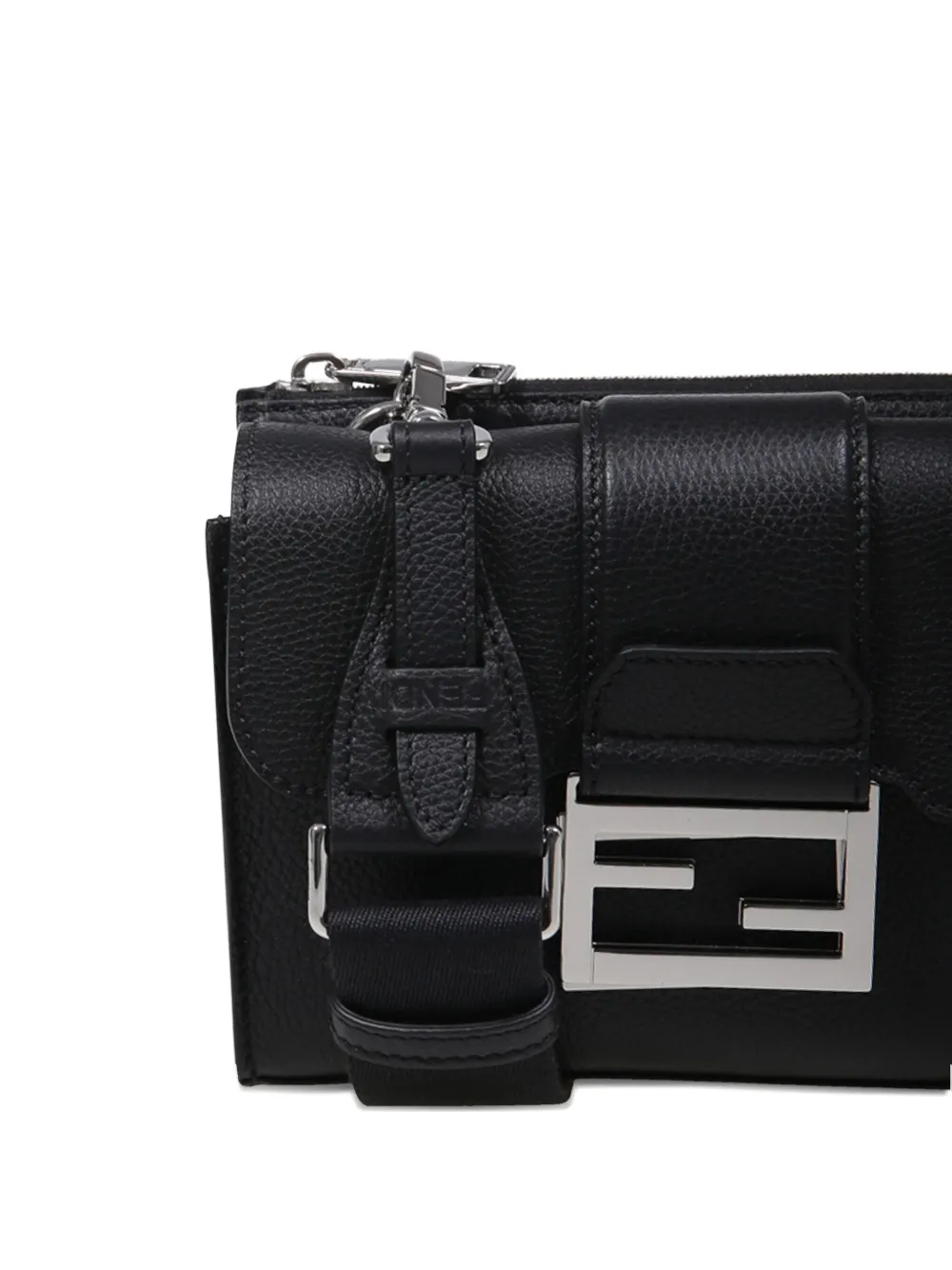 FENDI Baguette Double messengertas met logo-gesp Zwart