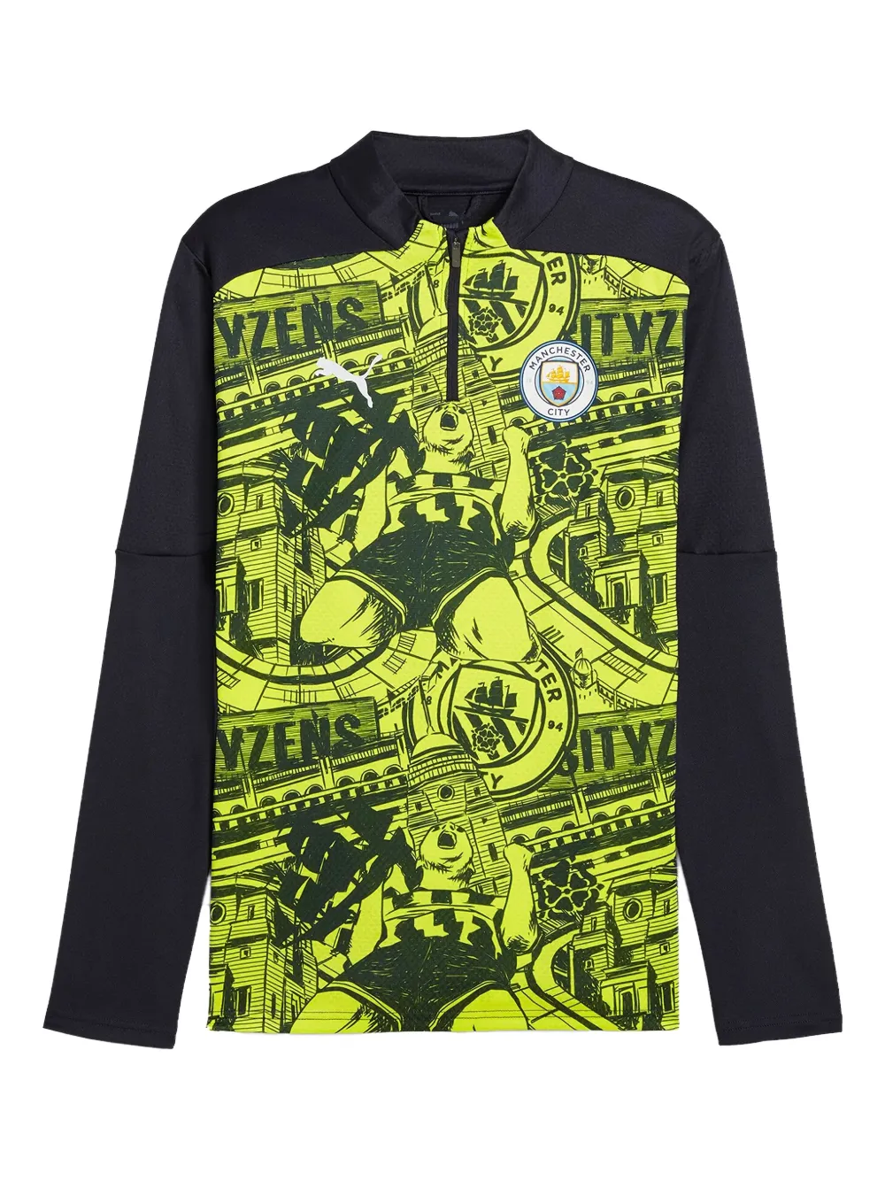 PUMA Manchester City zip graphic T-shirt | Yellow | Image 1