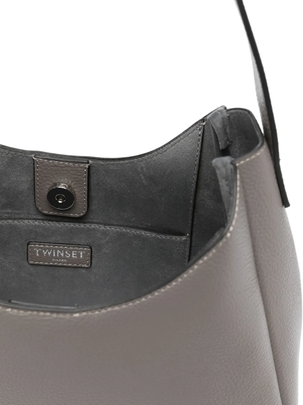 Twinset Logo-perforated Shoulder Bag In Gray