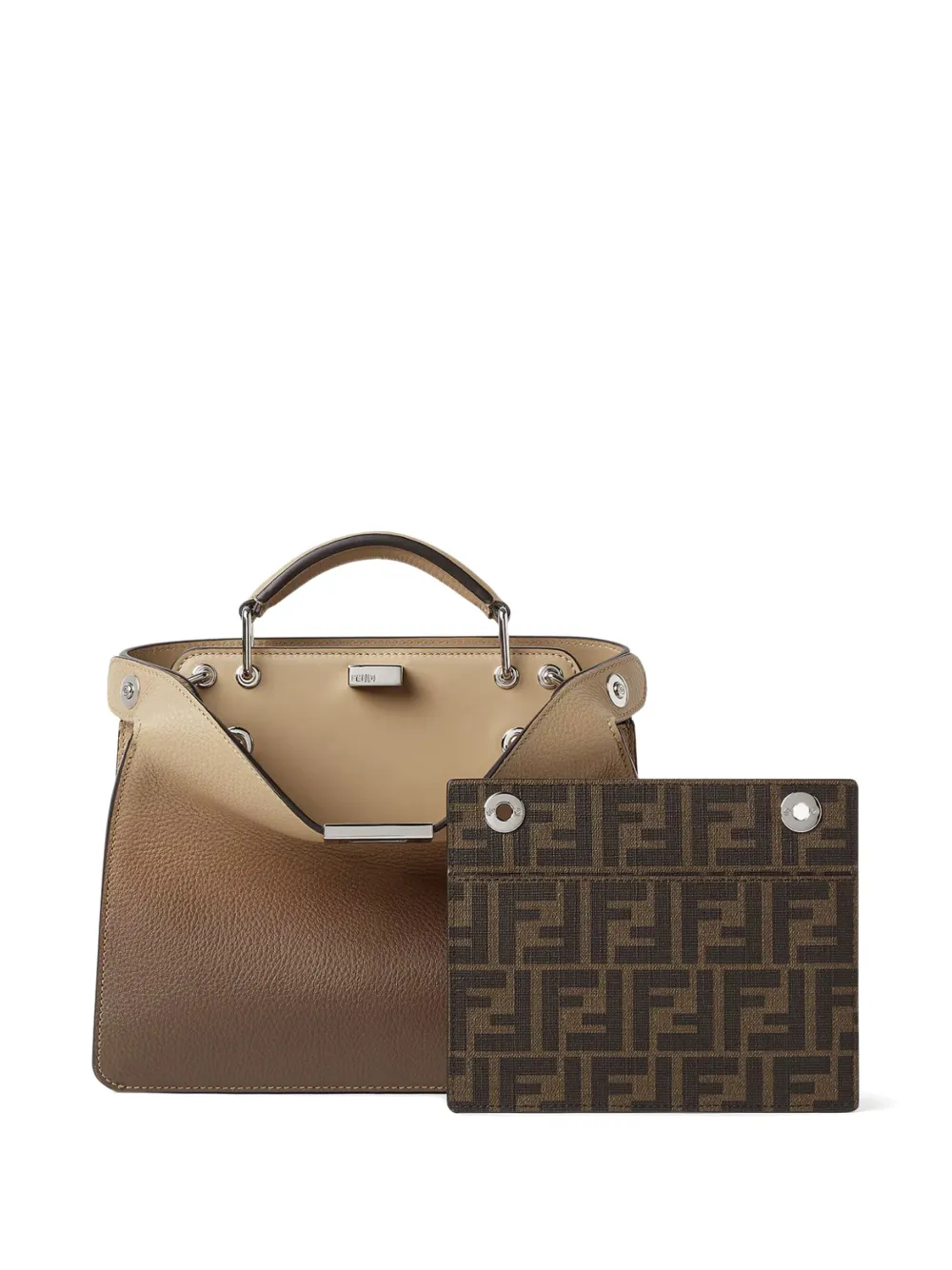 Fendi Small Peekaboo Iseeu Leather Shoulder Bag In Neutral