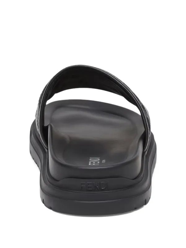 FENDI Diagonal FF Jacquard Sandals | Black | FARFETCH