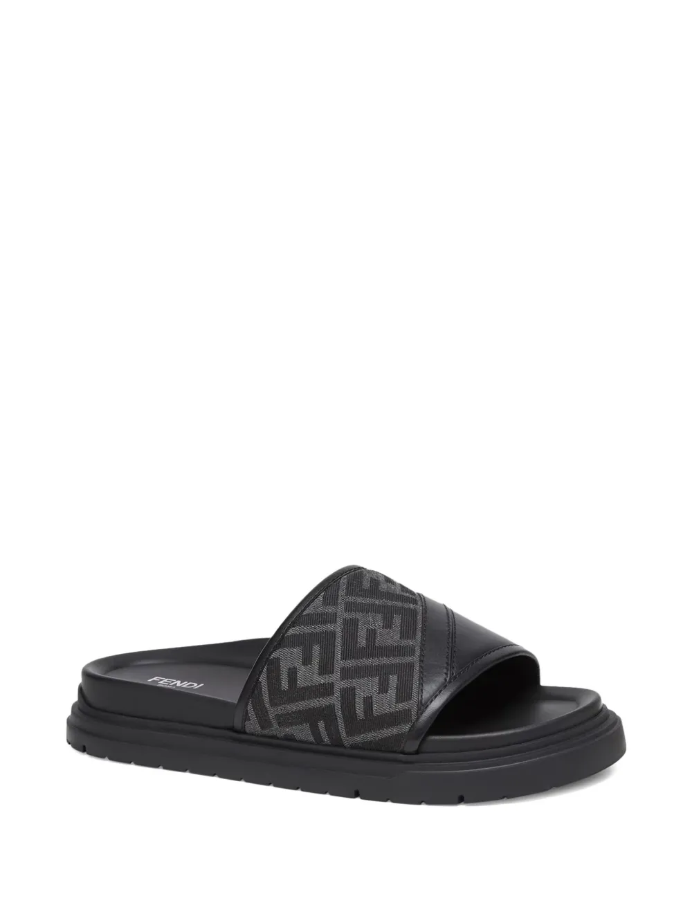 Fendi Slide Diagonal In Jacquard Ff In Black