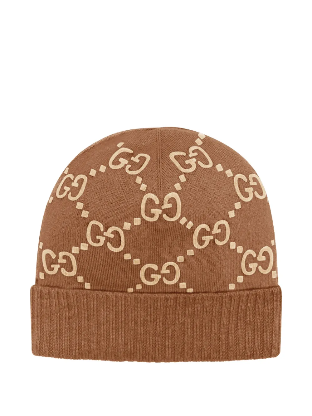 Gucci Gg Logo-pattern Beanie Hat In Brown
