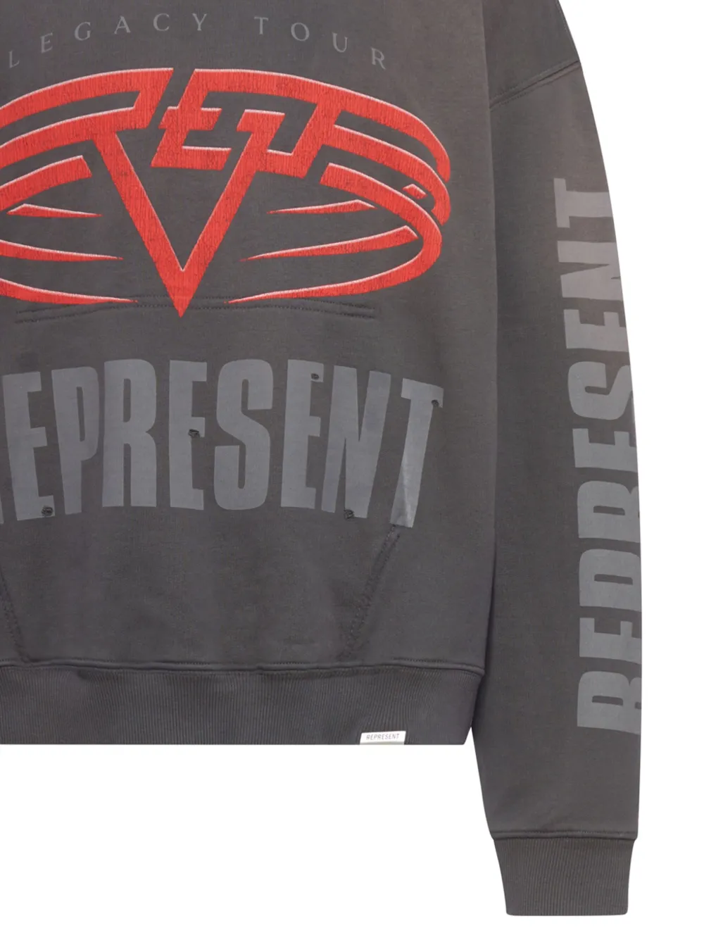 Represent Grey Hoodie With Maxi Logo Print On Front And Rear And Dropped Shoulders In Cotton Man In Gray