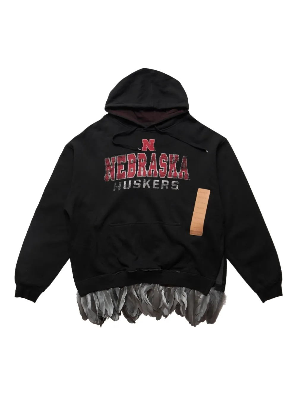 4SDESIGNS Nebraska Huskers feather-trim hoodie | Black | Image 1