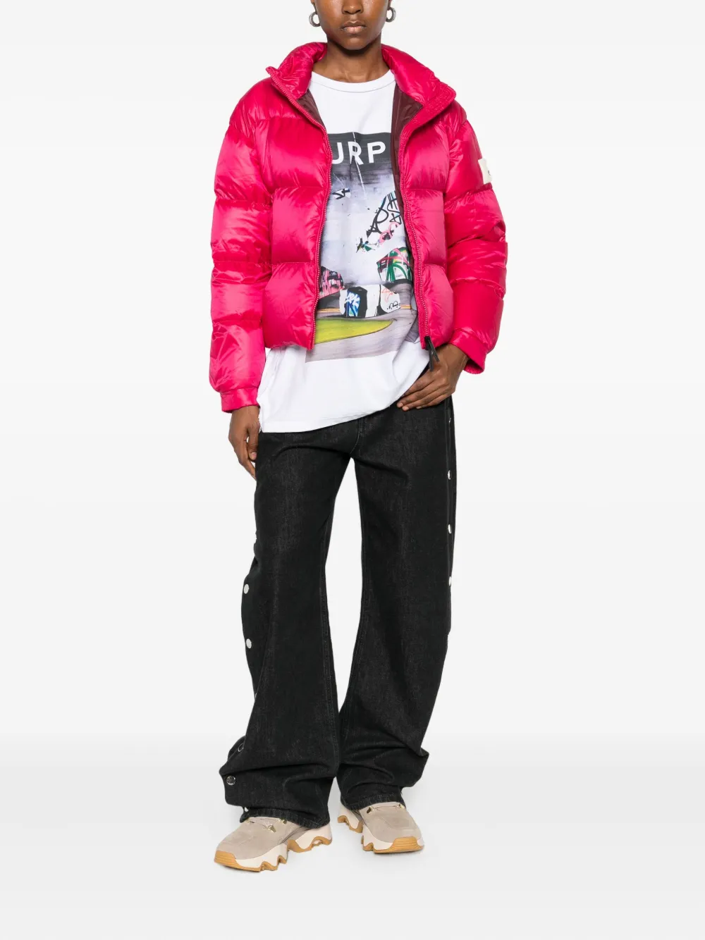 After Label Puffer Padded Jacket In Red