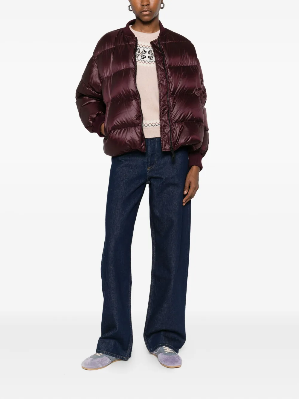 After Label Maniva Zip-up Puffer Jacket In Burgundy