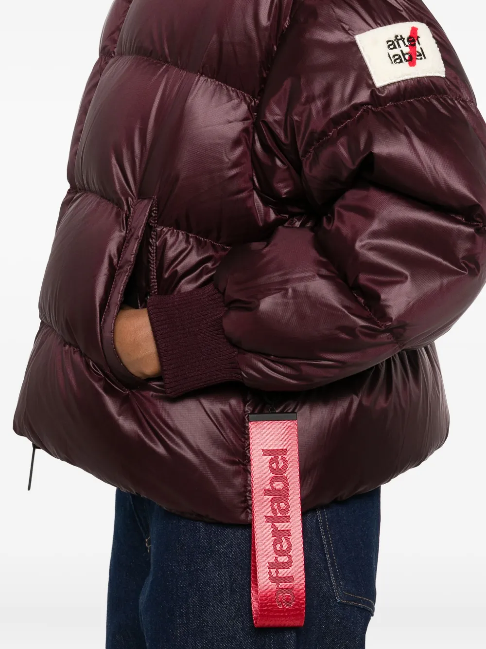 After Label Maniva Zip-up Puffer Jacket In Burgundy