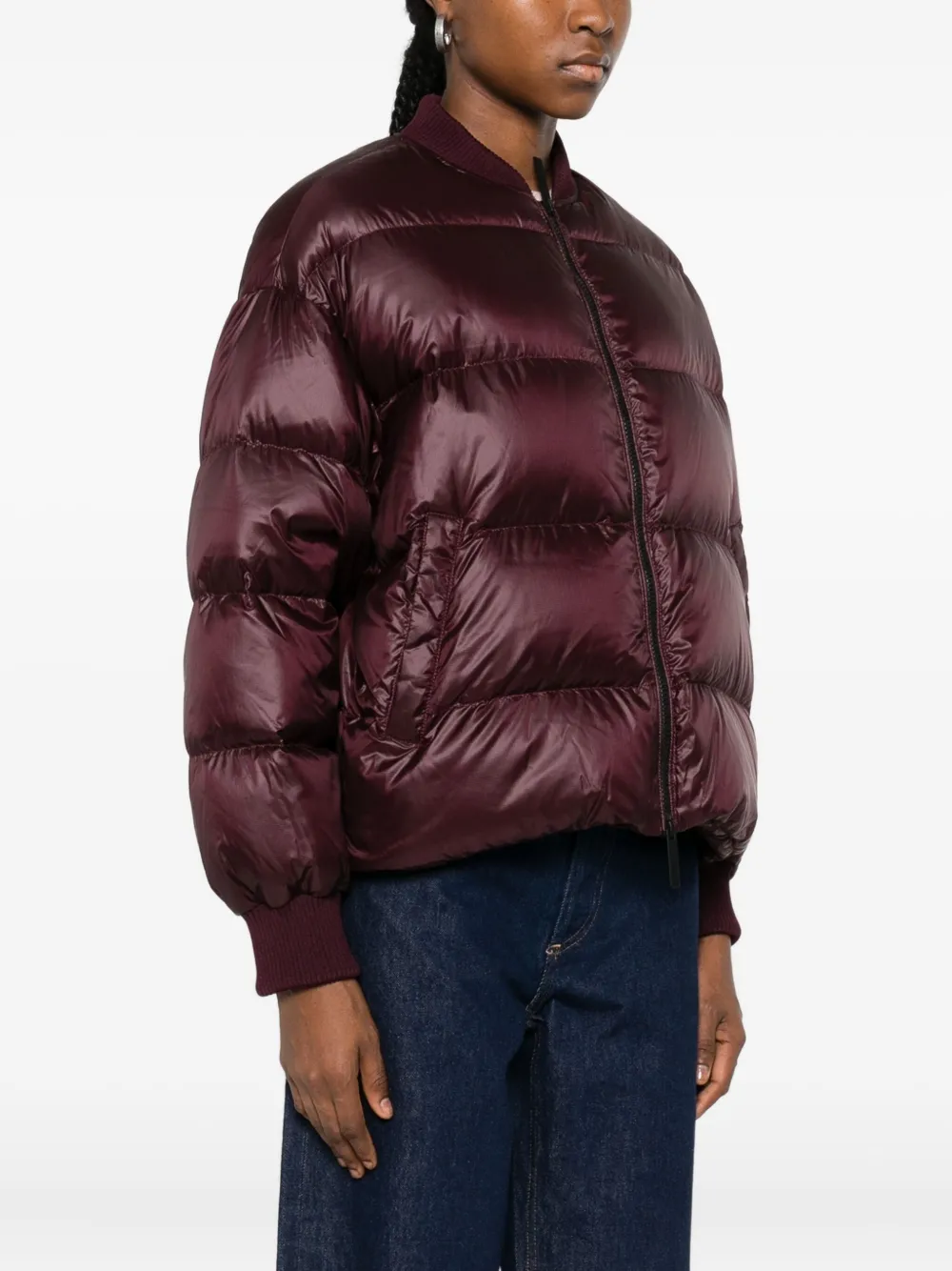 After Label Maniva Zip-up Puffer Jacket In Burgundy