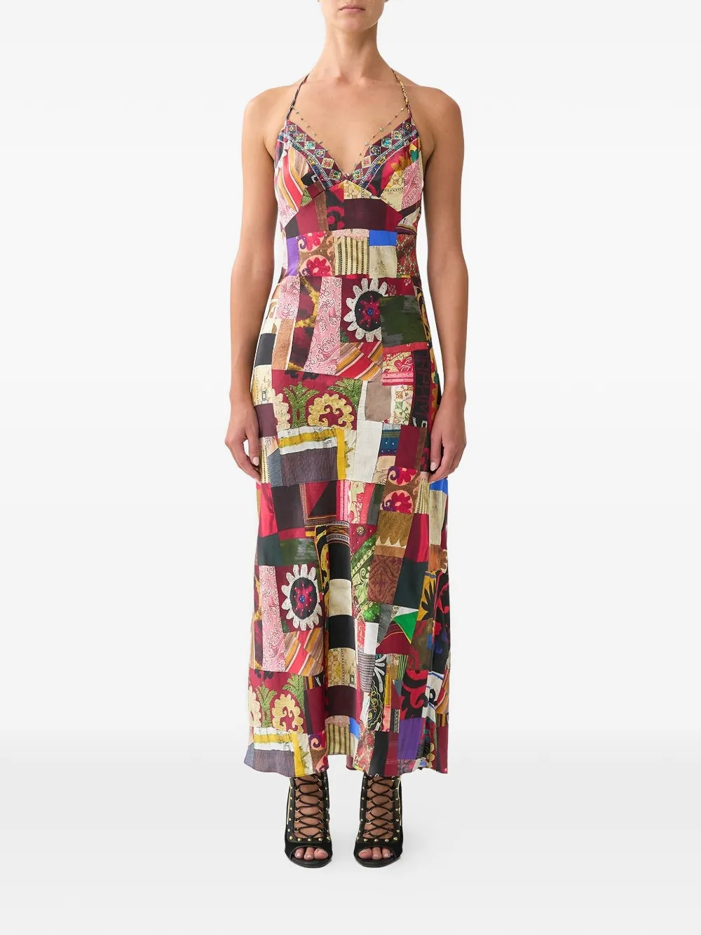 Camilla chain patchwork midi dress - Rood