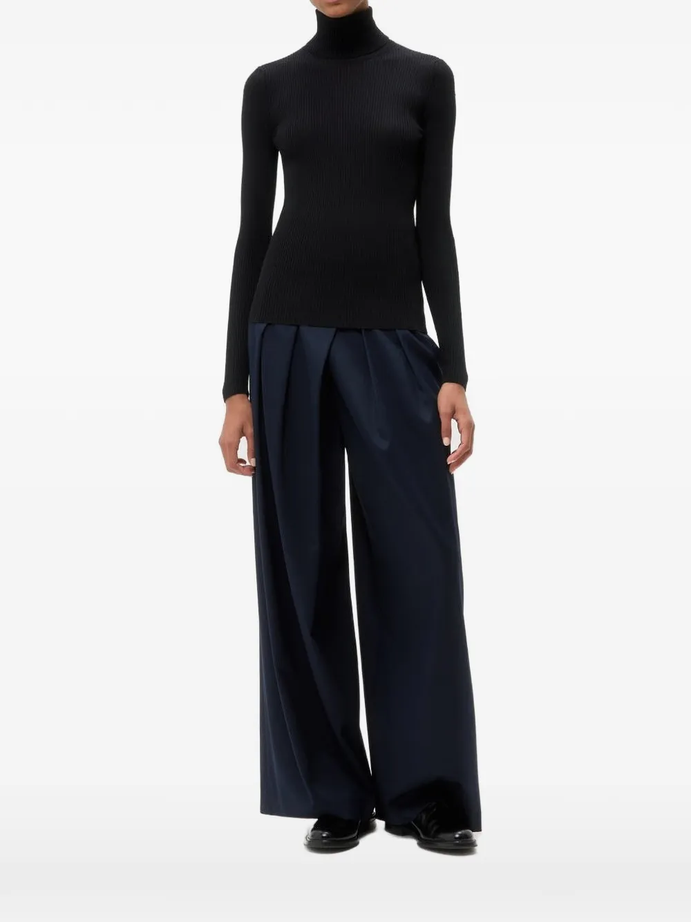 TWP roll-neck ribbed-knit sweater - Nero