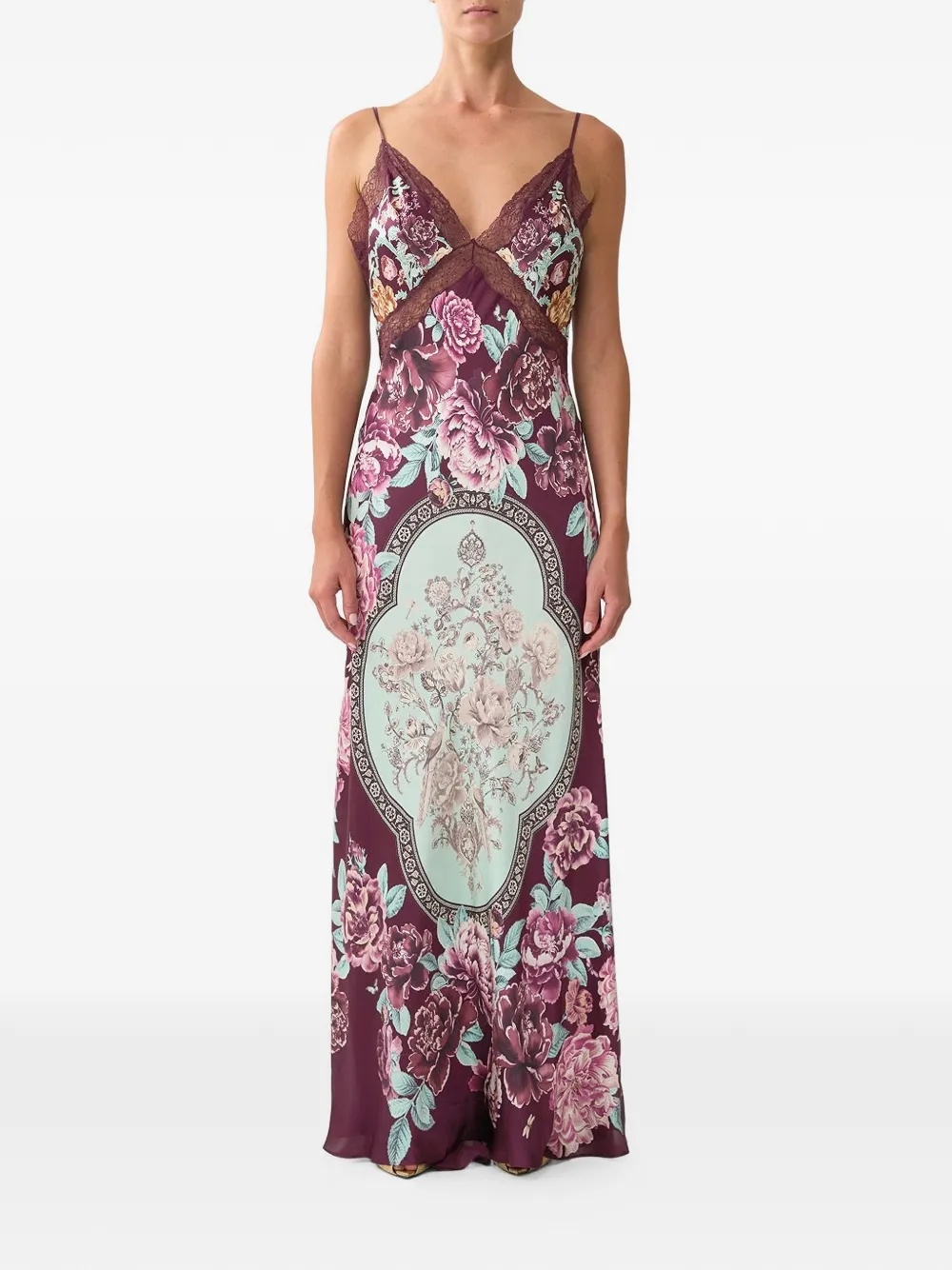 Camilla lace V-neck maxi dress - Paars