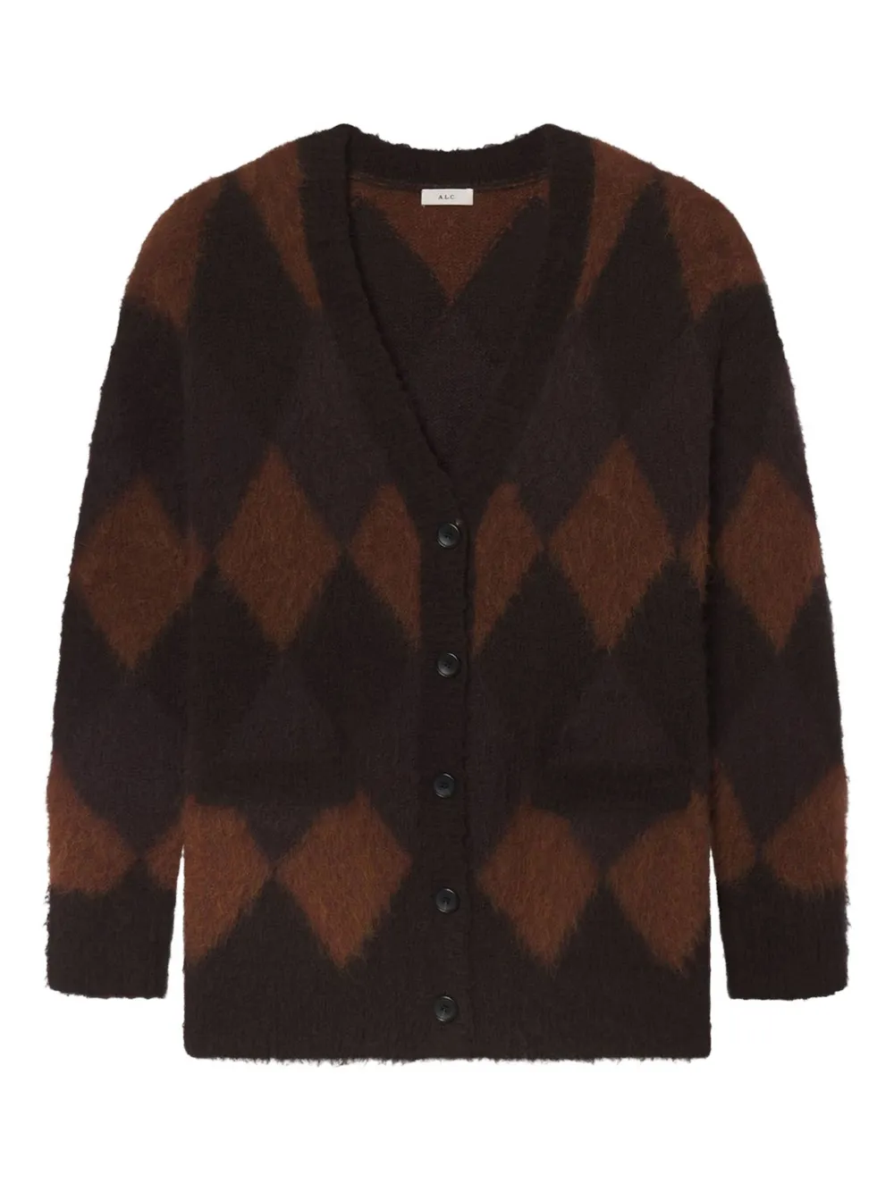 A.L.C. cardigan Reid à losanges | marron | Image 1