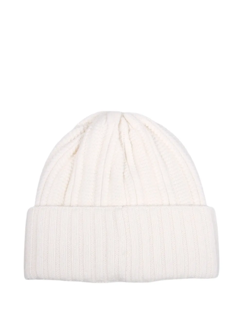 Max Mara logo-patch ribbed beanie hat - Wit