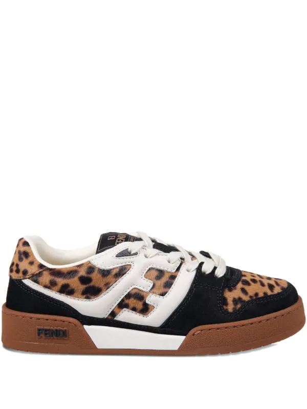 Fendi Match Leopard-print Sneakers in Brown
