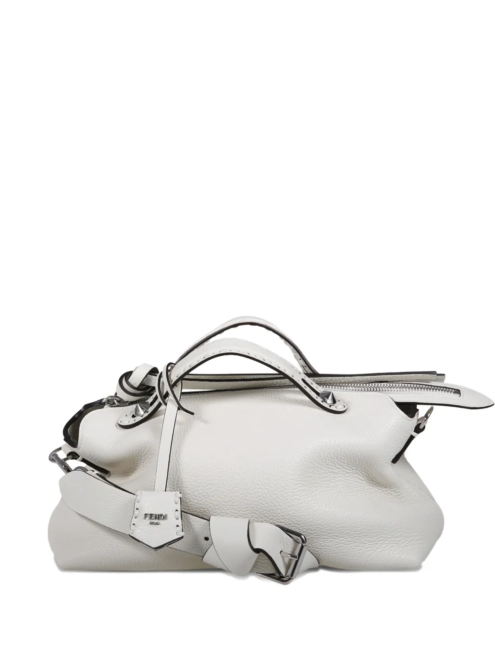 Fendi Leather Tote Bag In White