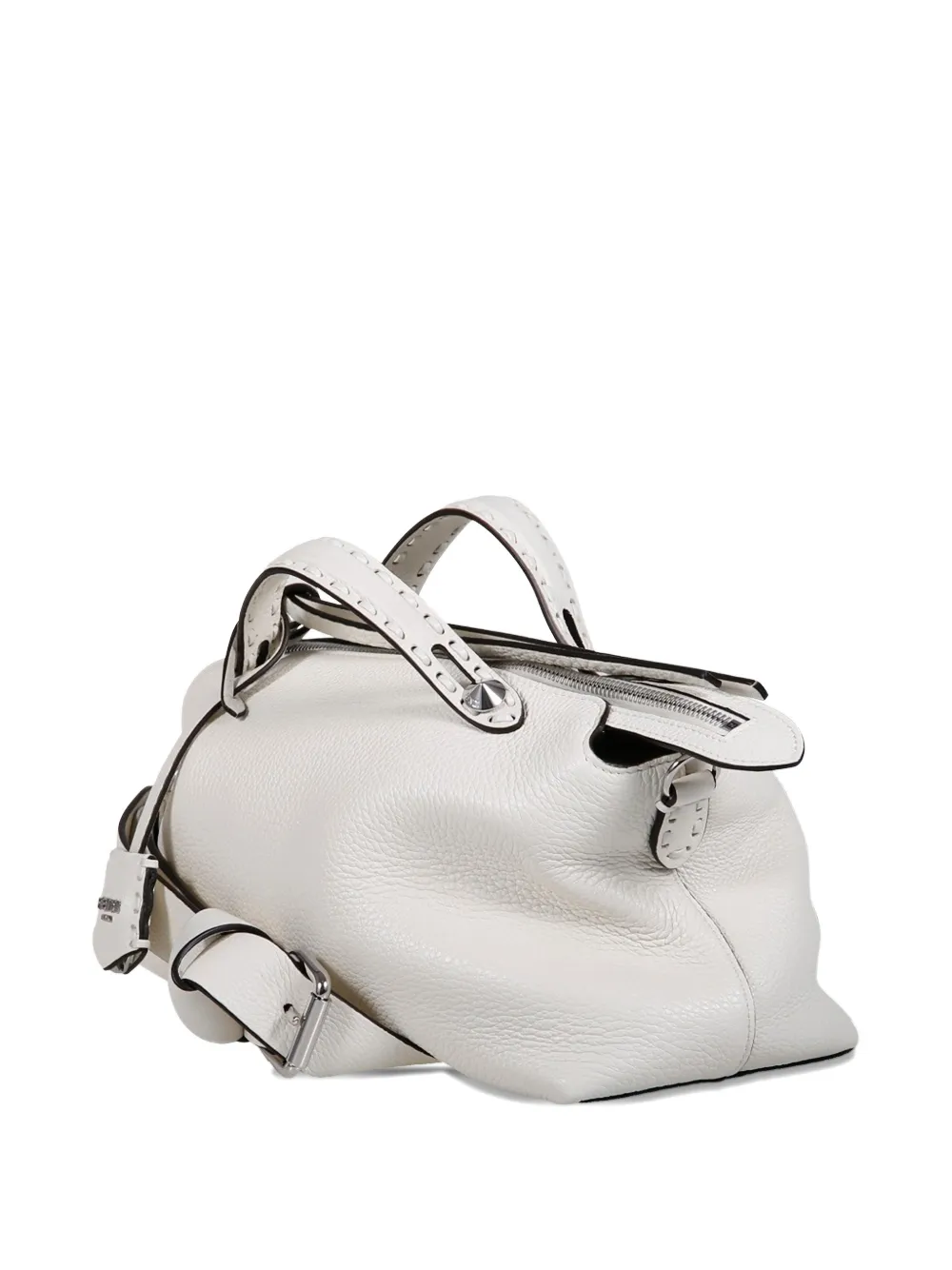 Fendi Leather Tote Bag In White