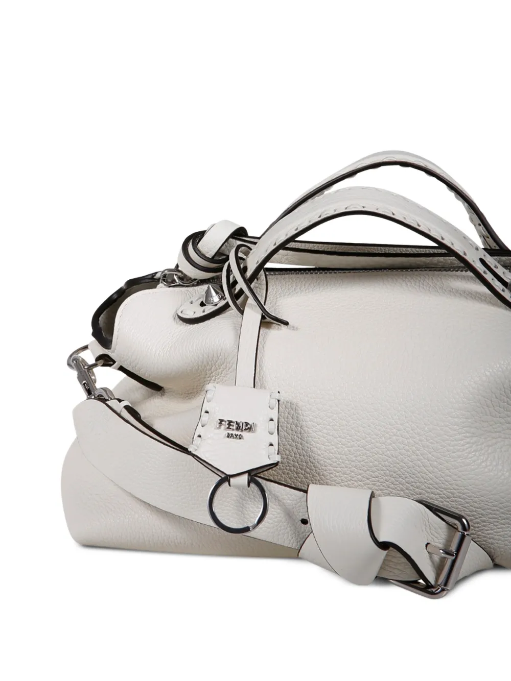Fendi Leather Tote Bag In White