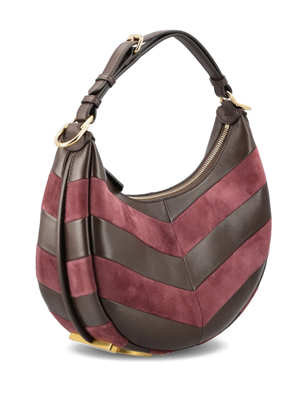 Fendi Leather And Suede Bag With Two-tone Inlay In Black