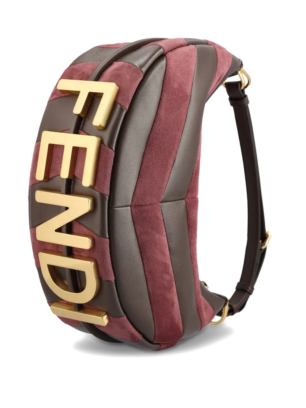 Fendi Leather And Suede Bag With Two-tone Inlay In Black