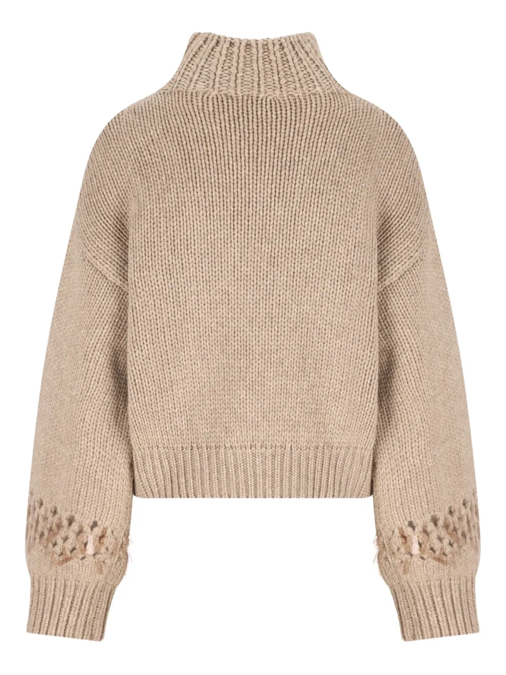 Brunello Cucinelli Openwork Ribbed Sweater In Neutral