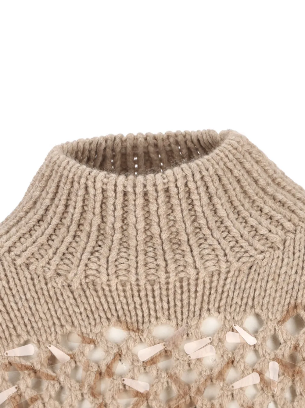 Brunello Cucinelli Openwork Ribbed Sweater In Neutral