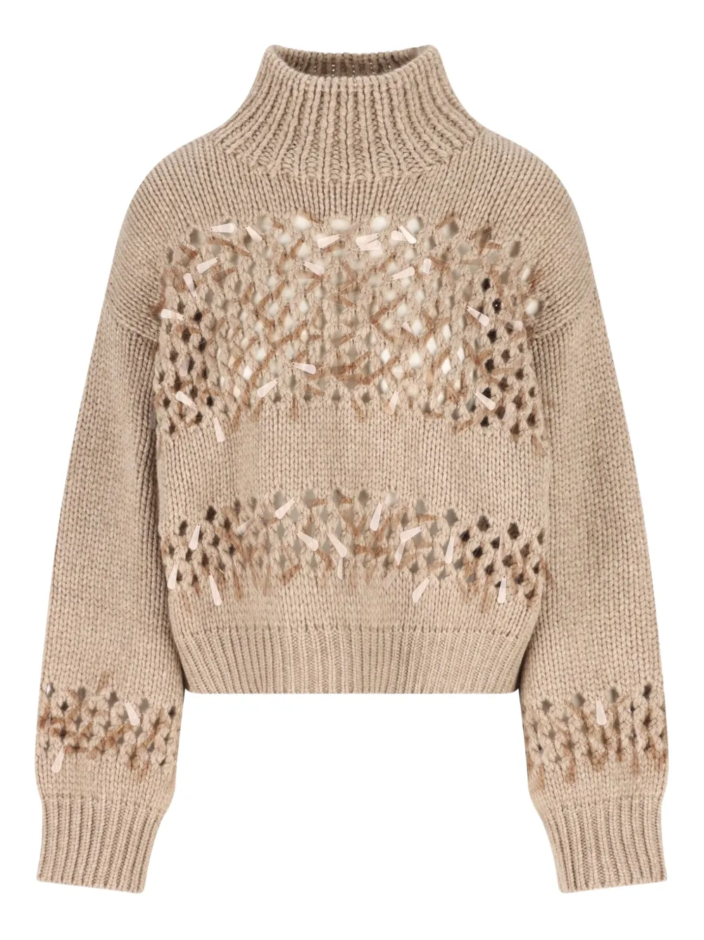 Brunello Cucinelli Openwork Ribbed Sweater In Neutral