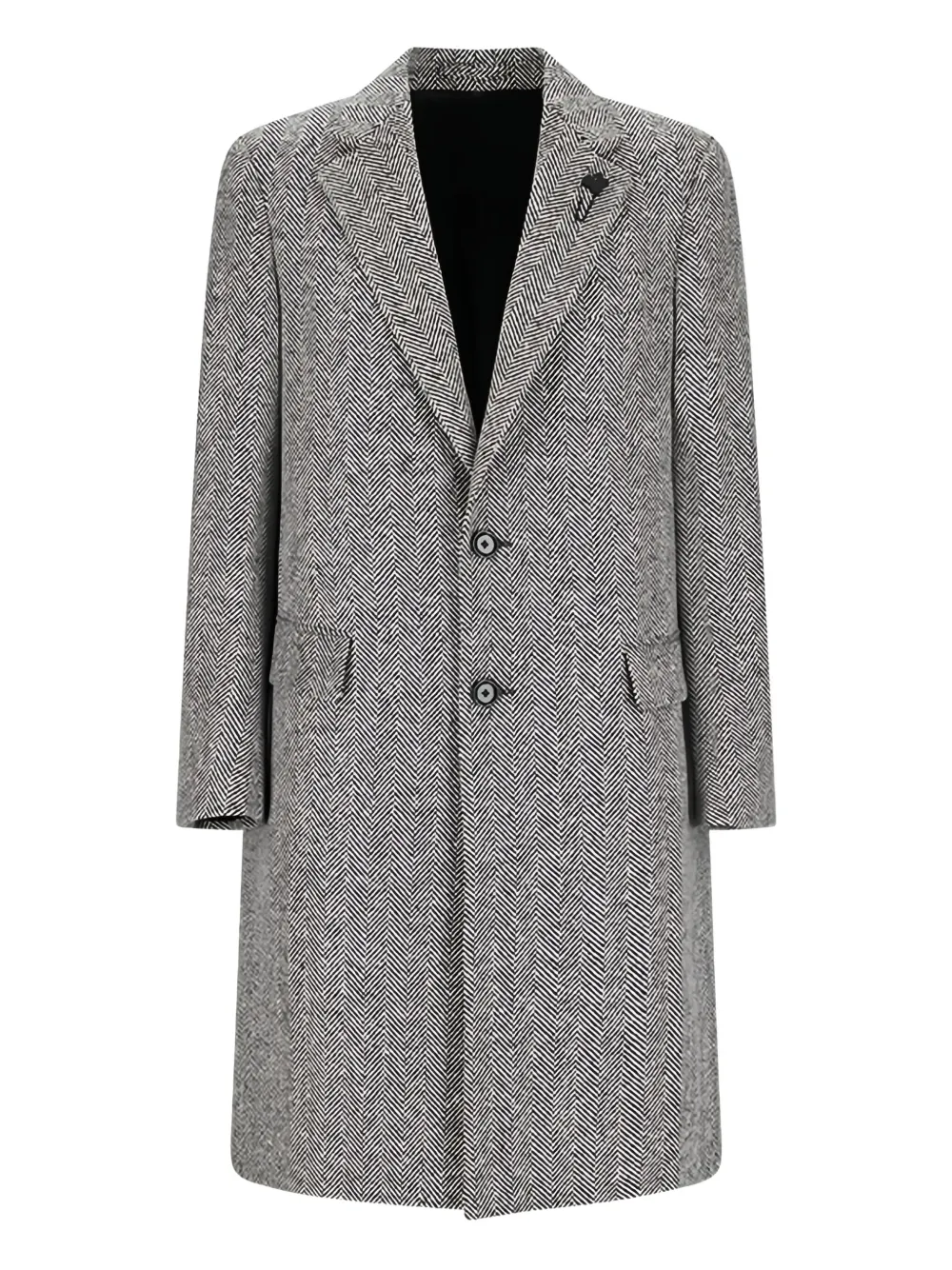Lardini herringbone button-up coat | Grey | Image 1