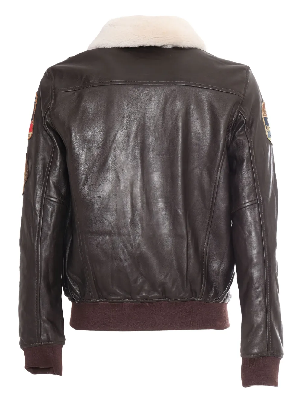 Schott Patch-detailed Leather Bomber Jacket In Brown