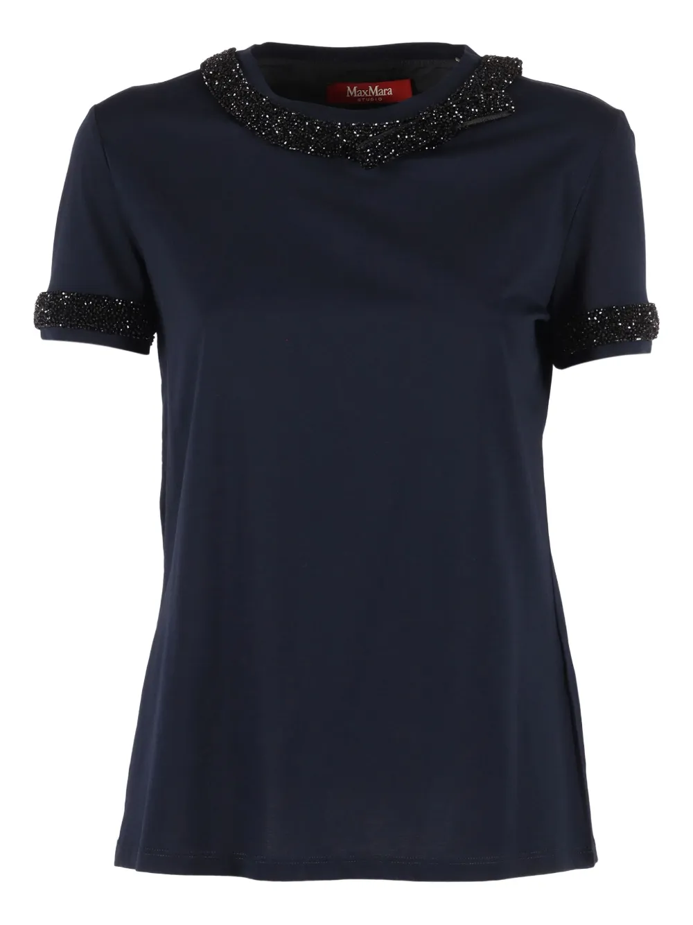 Max Mara Pontile Beaded T-shirt In Blue