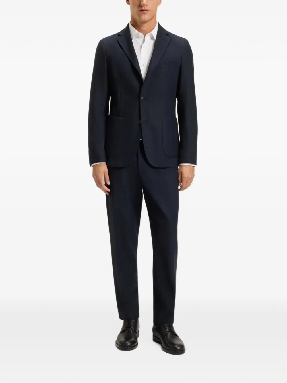 BOSS Blazer met bewerkte revers Blauw