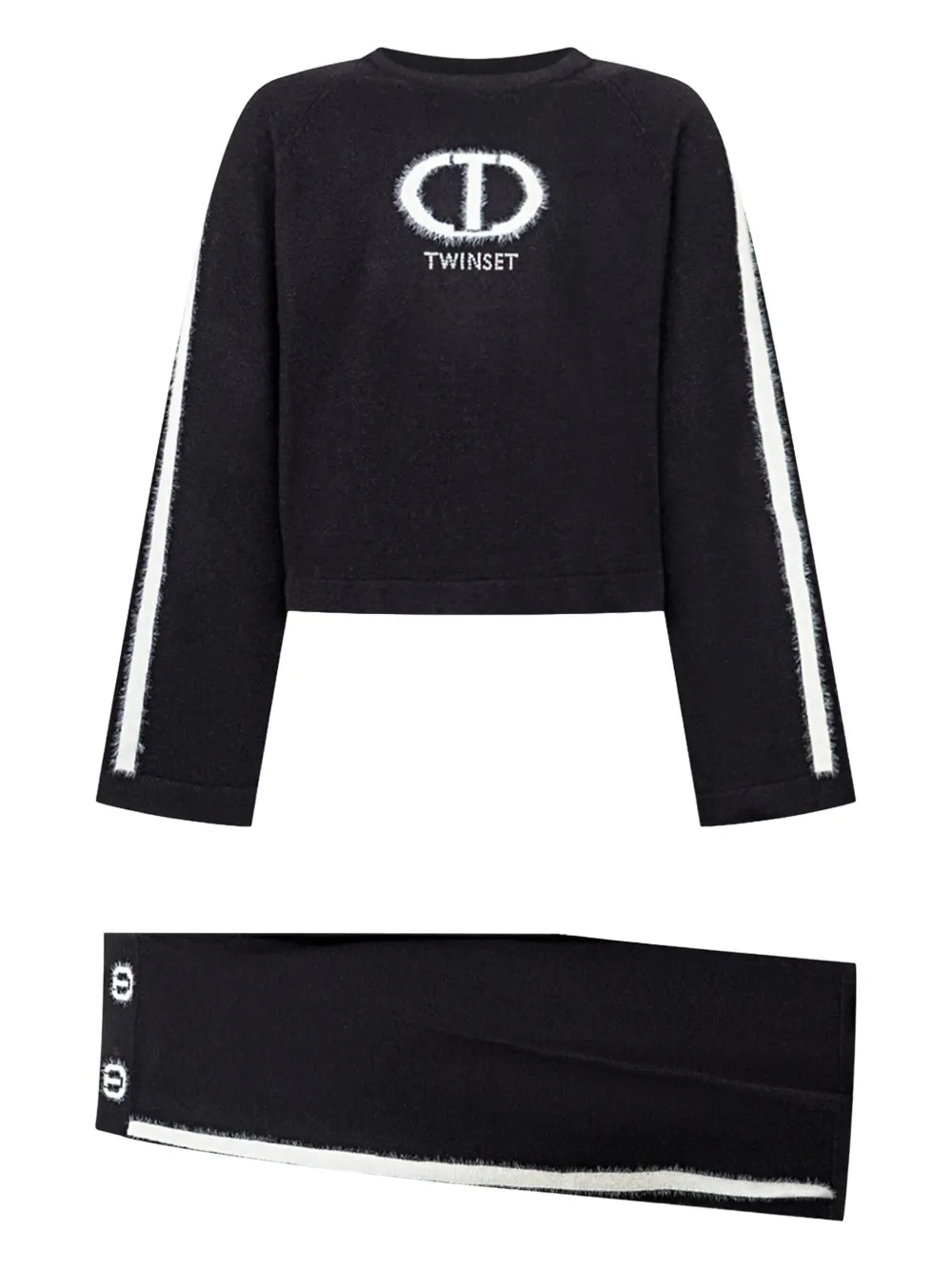 TWINSET Kids Tuta sportiva a righe - Nero