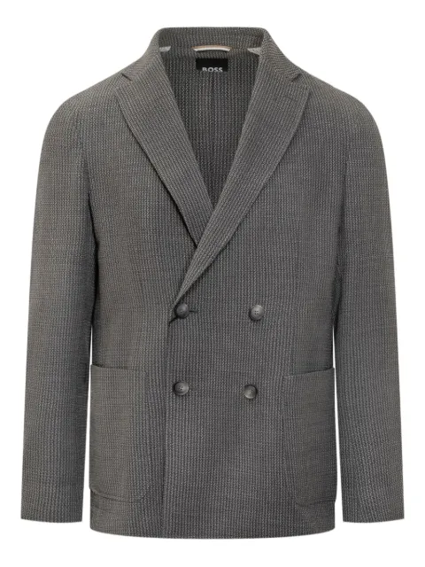 BOSS blazer con doble botonadura y motivo de cuadros