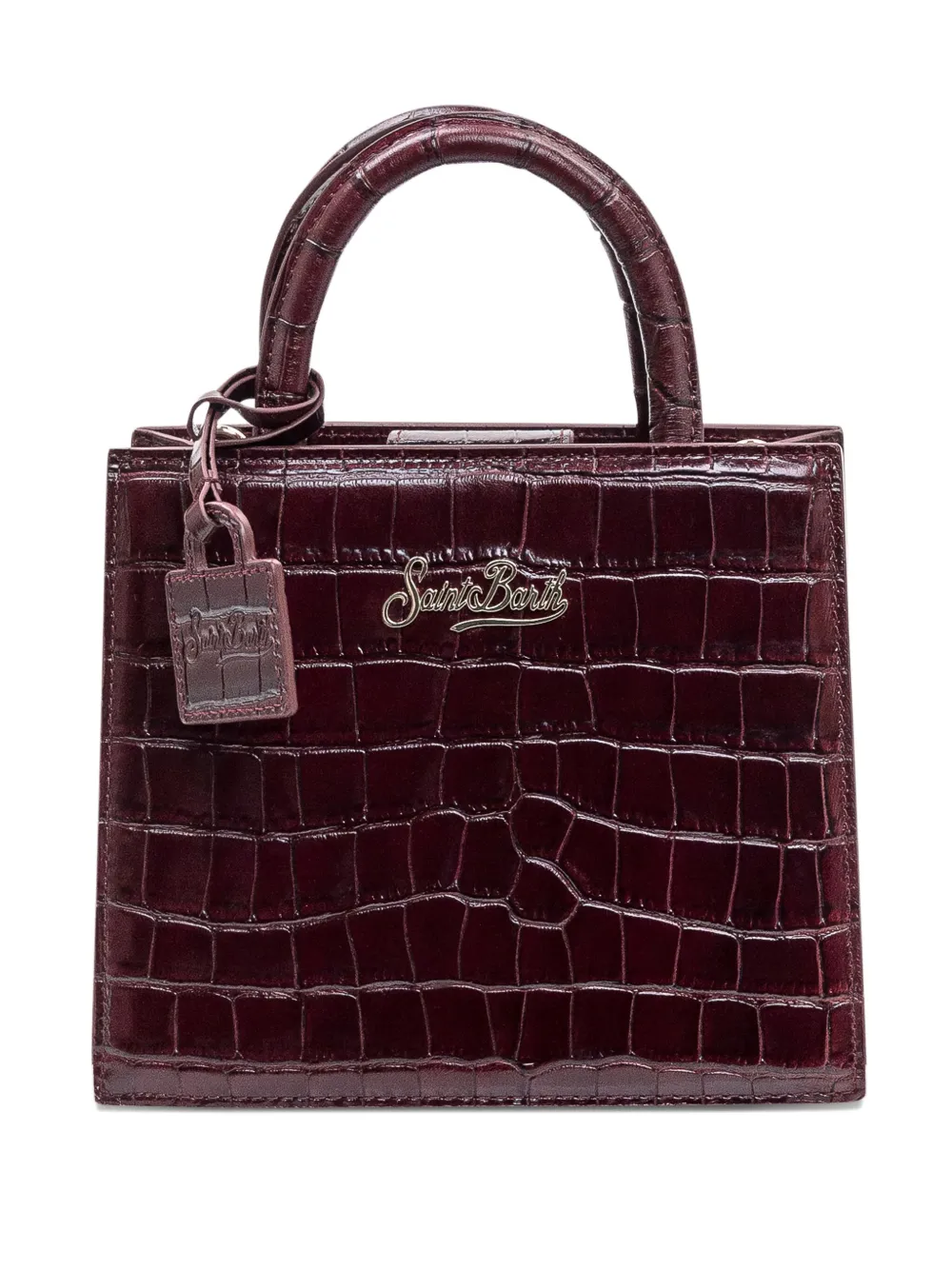 Mc2 Saint Barth Mini Croc-embossed Satchel Bag In Red