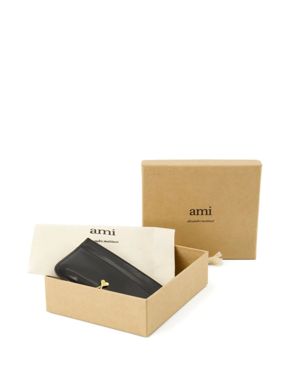 AMI Paris Leren pasjeshouder Zwart