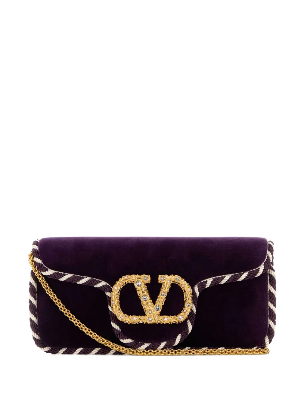 Valentino Purple Velvet Loca Clutch In Purple