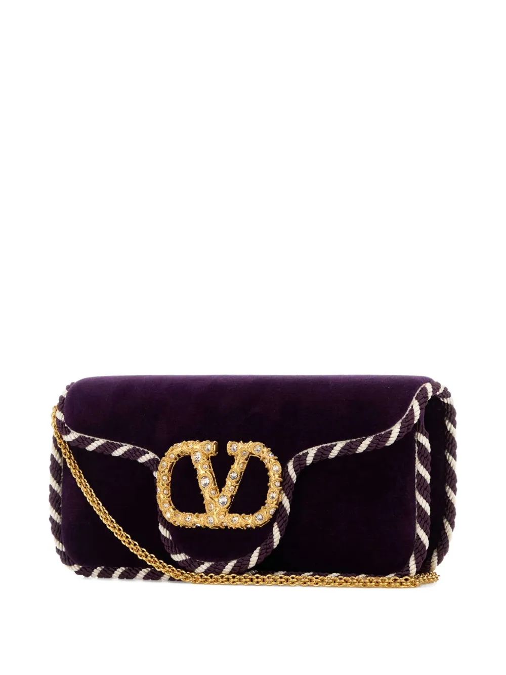 Valentino Purple Velvet Loca Clutch In Purple