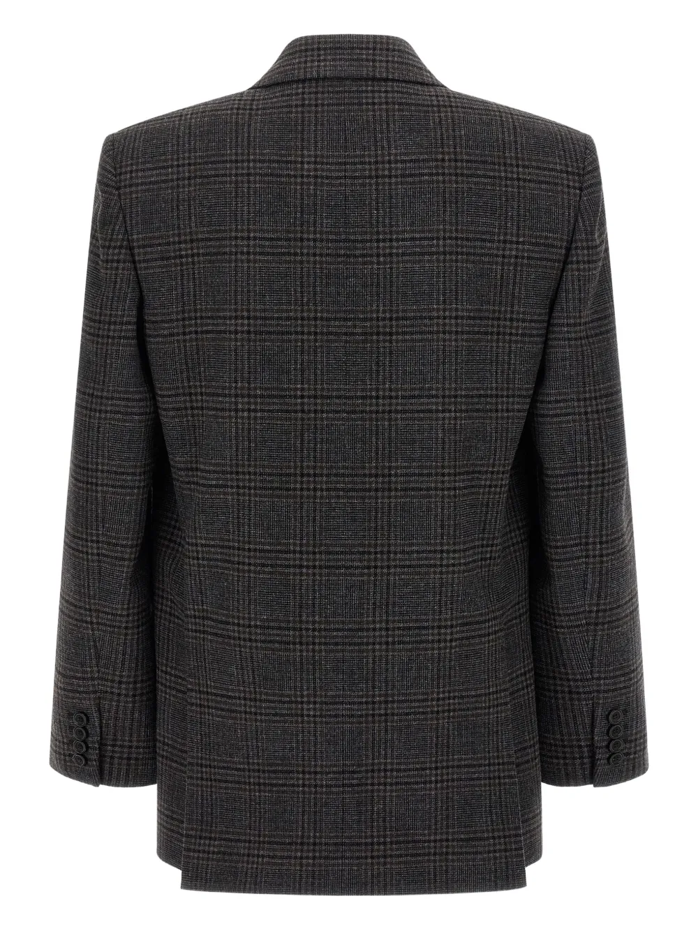 Saint Laurent Prince Of Wales-check Double-breasted Blazer In Black