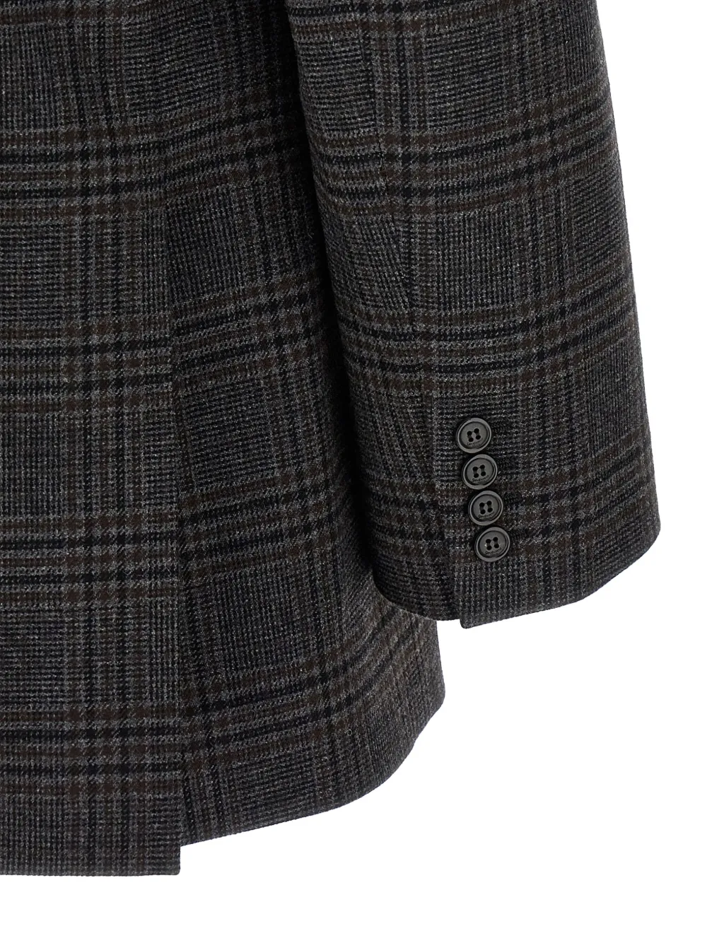 Saint Laurent Prince Of Wales-check Double-breasted Blazer In Black