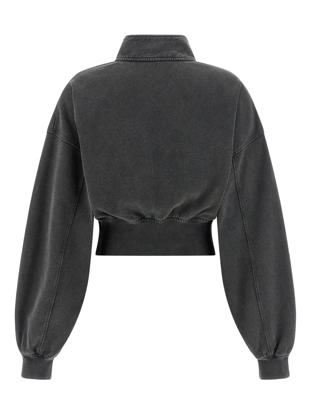 Alexander Wang High Collar Cropped Long Sleeve Top In Black