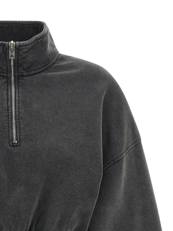 上下左右 Alexander Wang half-zip high-neck Sweatshirt | Grey | FARFETCH