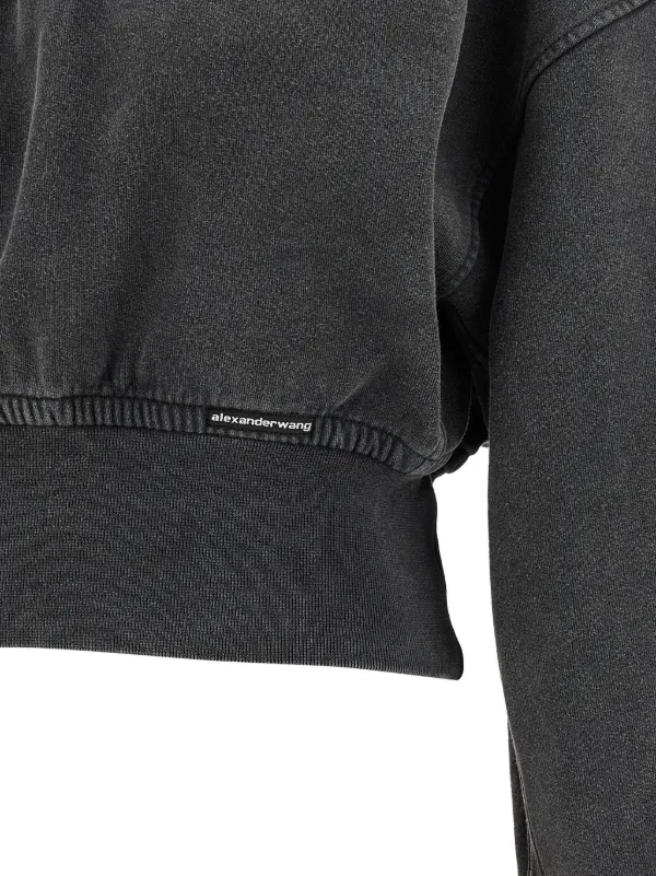 上下左右 Alexander Wang half-zip high-neck Sweatshirt | Grey | FARFETCH