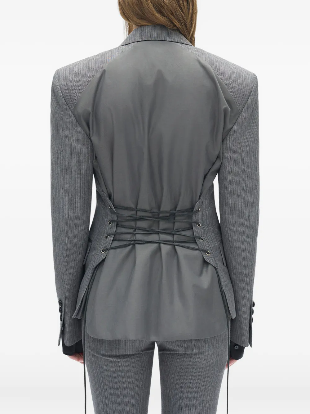 Ann Demeulemeester Jomar Pinstripe Blazer In Gray