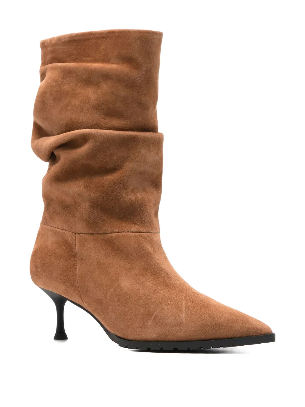 Fratelli Russo Gathered-detail Mid-calf Boots In Brown